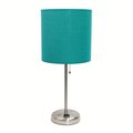 All The Rages Alltherages LT2024-TEL Lime Lights Stick Lamp with Outlet; Teal Fabric Shade LT2024-TEL